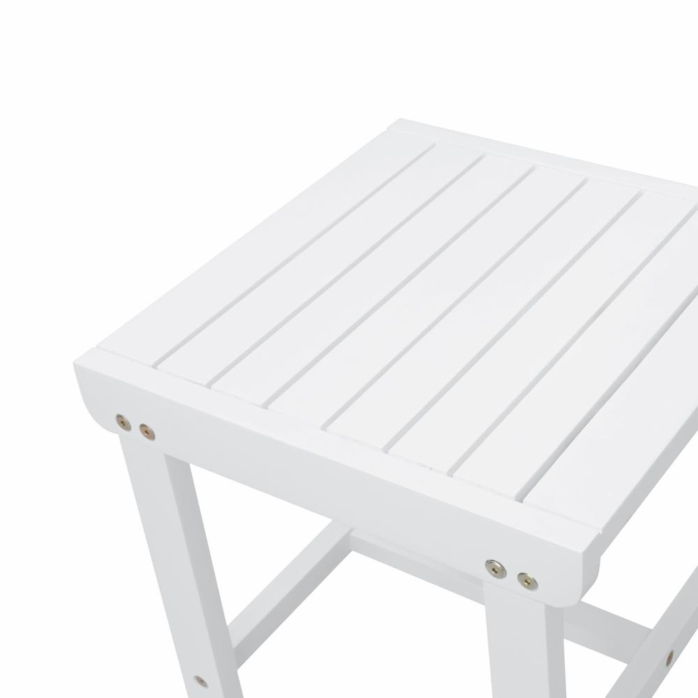 White Outdoor Wooden Side Table White Painted. Picture 4
