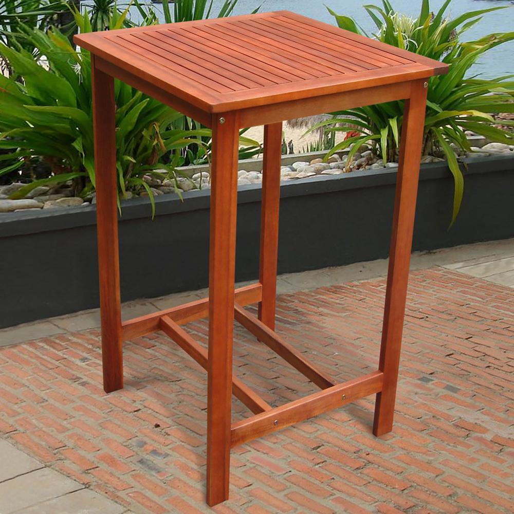Chestnut Brown Square Bar Table Brown. Picture 2