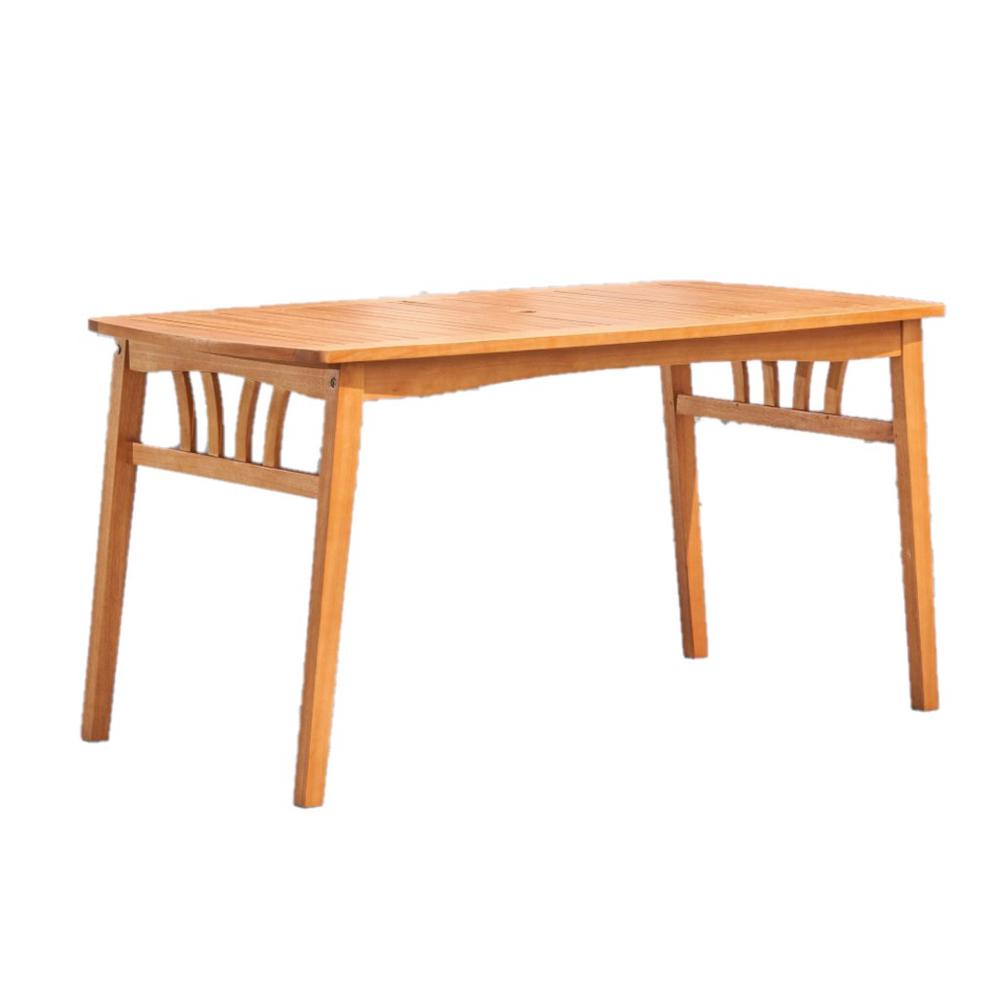 Natural Wood Dining Table with Sturdy Legs Honey. Picture 6