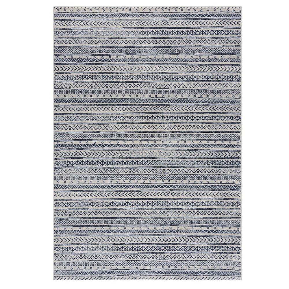 8’ x 11’ Navy Blue Decorative Stripes Area Rug Navy Blue. Picture 9