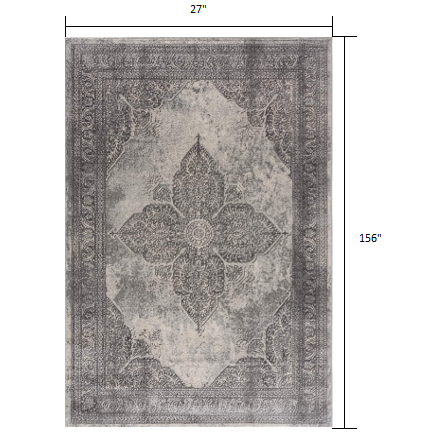 2’ x 13’ Gray Distressed Medallion Runner Rug Grey. Picture 9