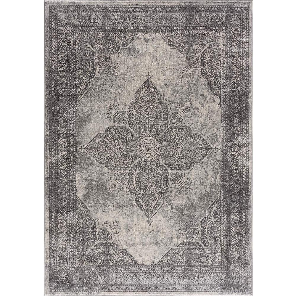2’ x 20’ Gray Distressed Medallion Runner Rug Grey. Picture 8