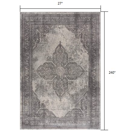 2’ x 20’ Gray Distressed Medallion Runner Rug Grey. Picture 9
