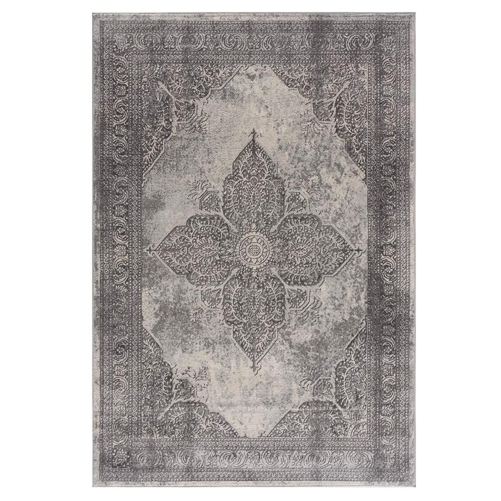 2’ x 4’ Gray Distressed Medallion Area Rug Grey. Picture 9