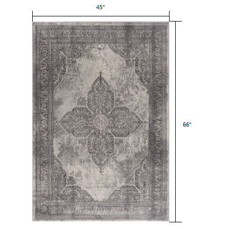 4’ x 6’ Gray Distressed Medallion Area Rug Grey. Picture 8