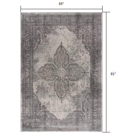 5’ x 8’ Gray Distressed Medallion Area Rug Grey. Picture 8