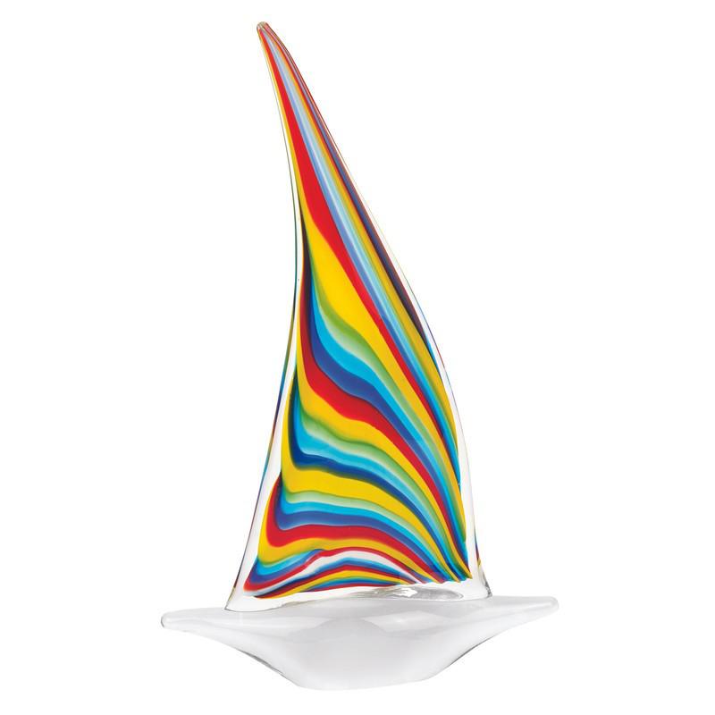 Murano Style Art Glass Primary Sailboat Sculpture multi-color. Picture 1