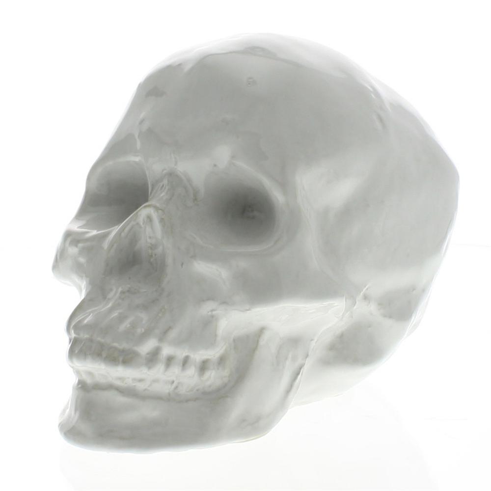 White Ceramic Skull Sculpture White. Picture 1