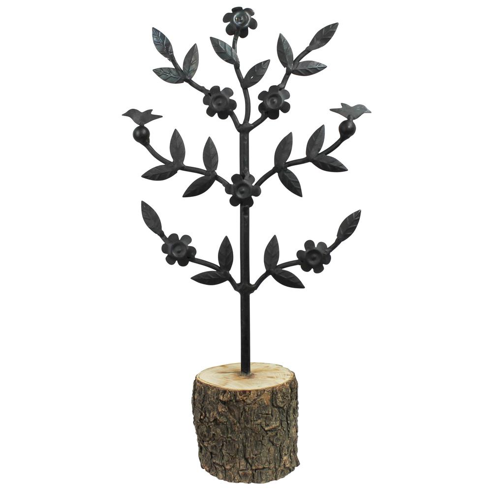 Metal and Wood Botanical Sculpture Natural / Black. Picture 1