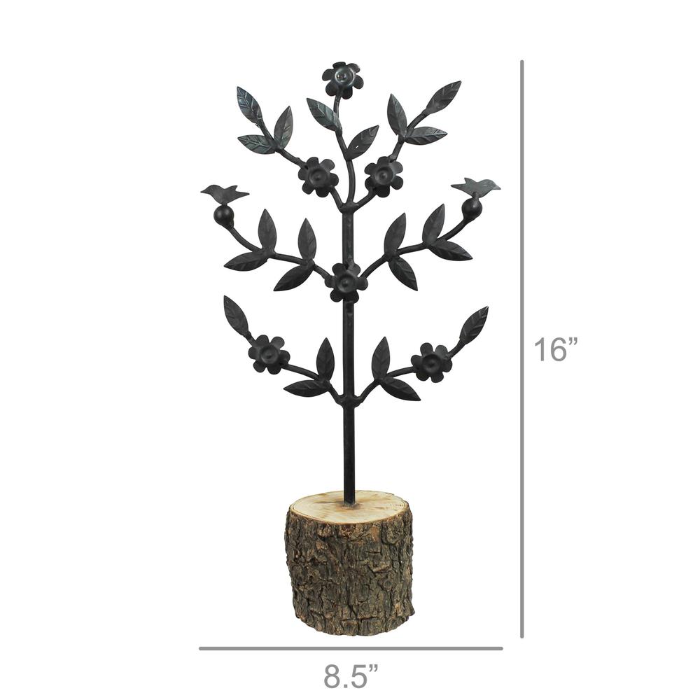 Metal and Wood Botanical Sculpture Natural / Black. Picture 2