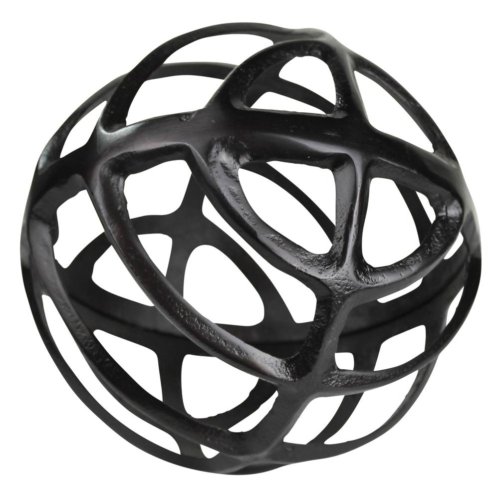 Black Metal Geometric Sphere Black. Picture 1