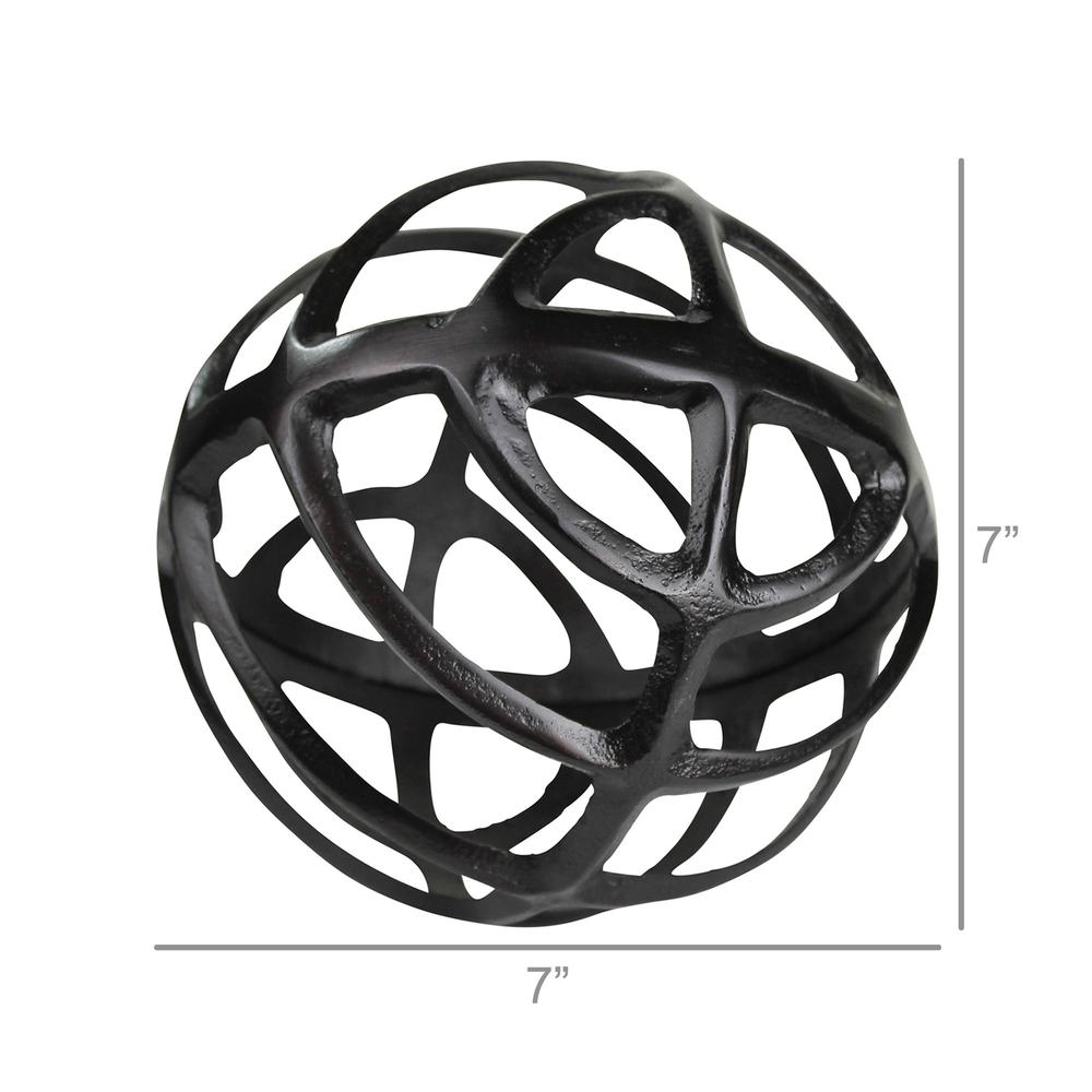 Black Metal Geometric Sphere Black. Picture 2