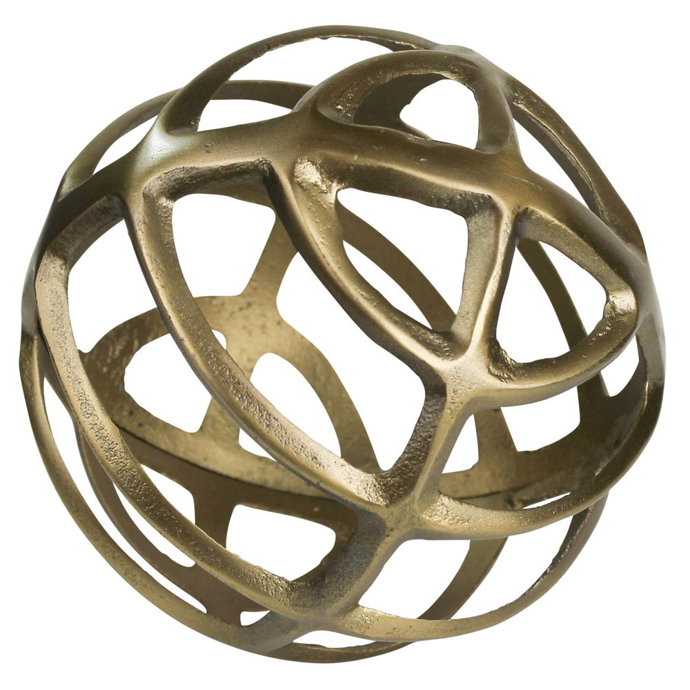 Gold Metal Geometric Sphere Brass. Picture 1