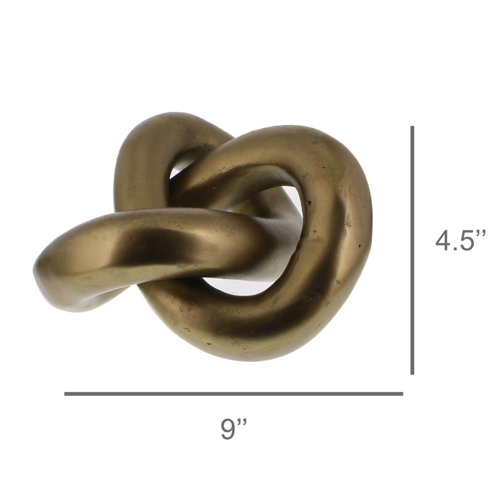 Gold Metal Knot Sculpture Brass. Picture 2