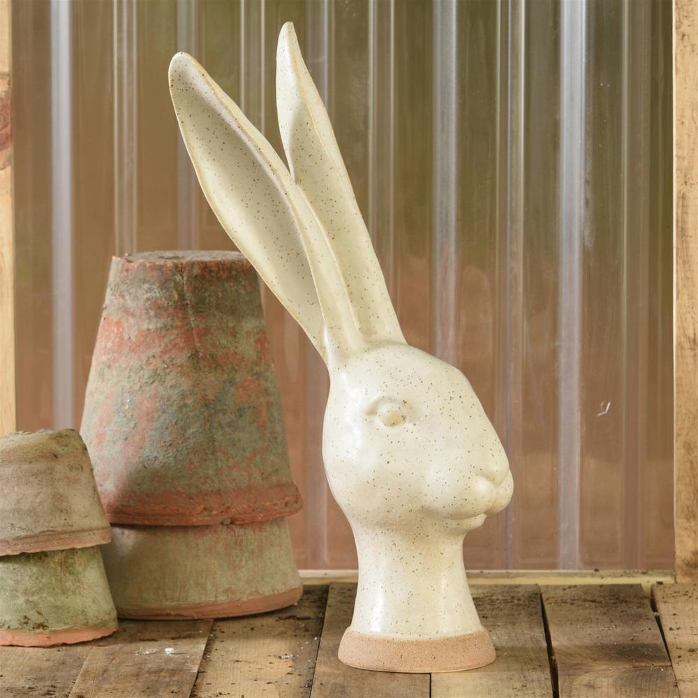 Jumbo Hare Bust Sculpture White. Picture 4