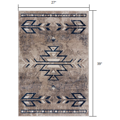 2’ x 3’ Beige and Blue Boho Chic Scatter Rug Beige. Picture 8