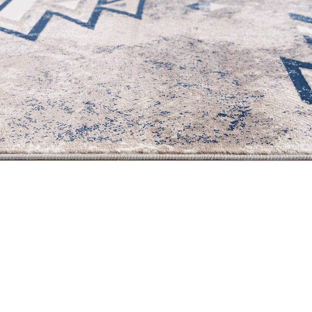 4’ x 6’ Beige and Blue Boho Chic Area Rug Beige. Picture 6