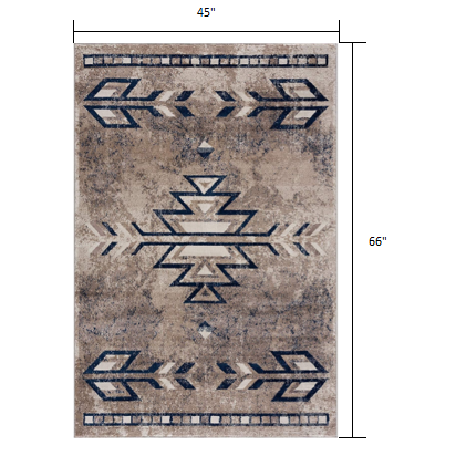 4’ x 6’ Beige and Blue Boho Chic Area Rug Beige. Picture 8