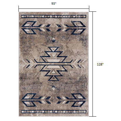 8’ x 11’ Beige and Blue Boho Chic Area Rug Beige. Picture 8