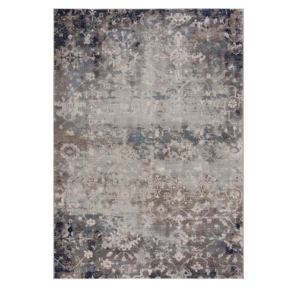 2’ x 10’ Navy and Beige Distressed Vines Runner Rug Navy. Picture 9