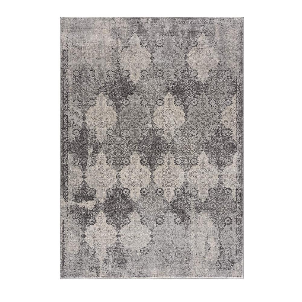 2’ x 10’ Gray Distressed Trellis Pattern Runner Rug Grey. Picture 9