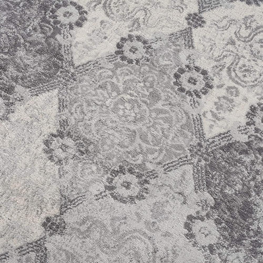 2’ x 10’ Gray Distressed Trellis Pattern Runner Rug Grey. Picture 3