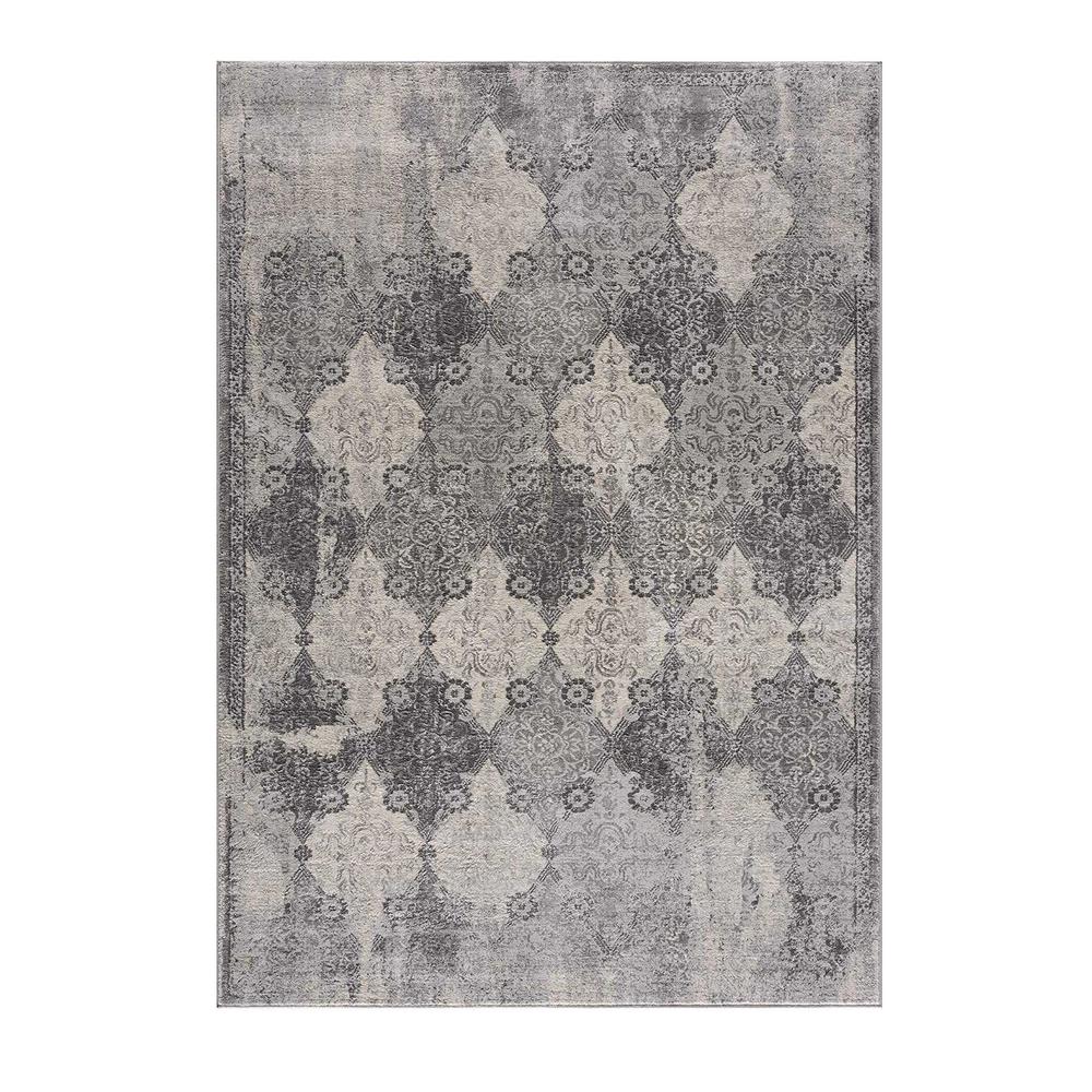 2’ x 13’ Gray Distressed Trellis Pattern Runner Rug Grey. Picture 9