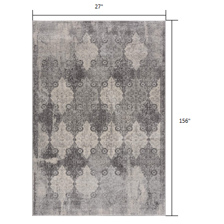 2’ x 13’ Gray Distressed Trellis Pattern Runner Rug Grey. Picture 8