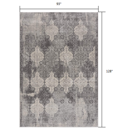 8’ x 11’ Gray Distressed Trellis Pattern Area Rug Grey. Picture 8