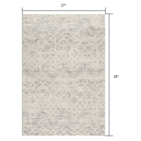 2’ x 3’ Ivory Distressed Ikat Pattern Scatter Rug Ivory. Picture 9
