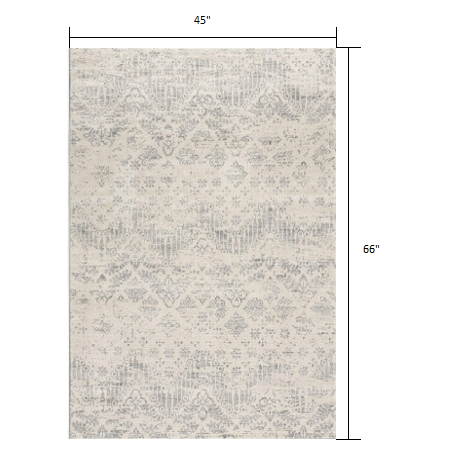 4’ x 6’ Ivory Distressed Ikat Pattern Area Rug Ivory. Picture 9