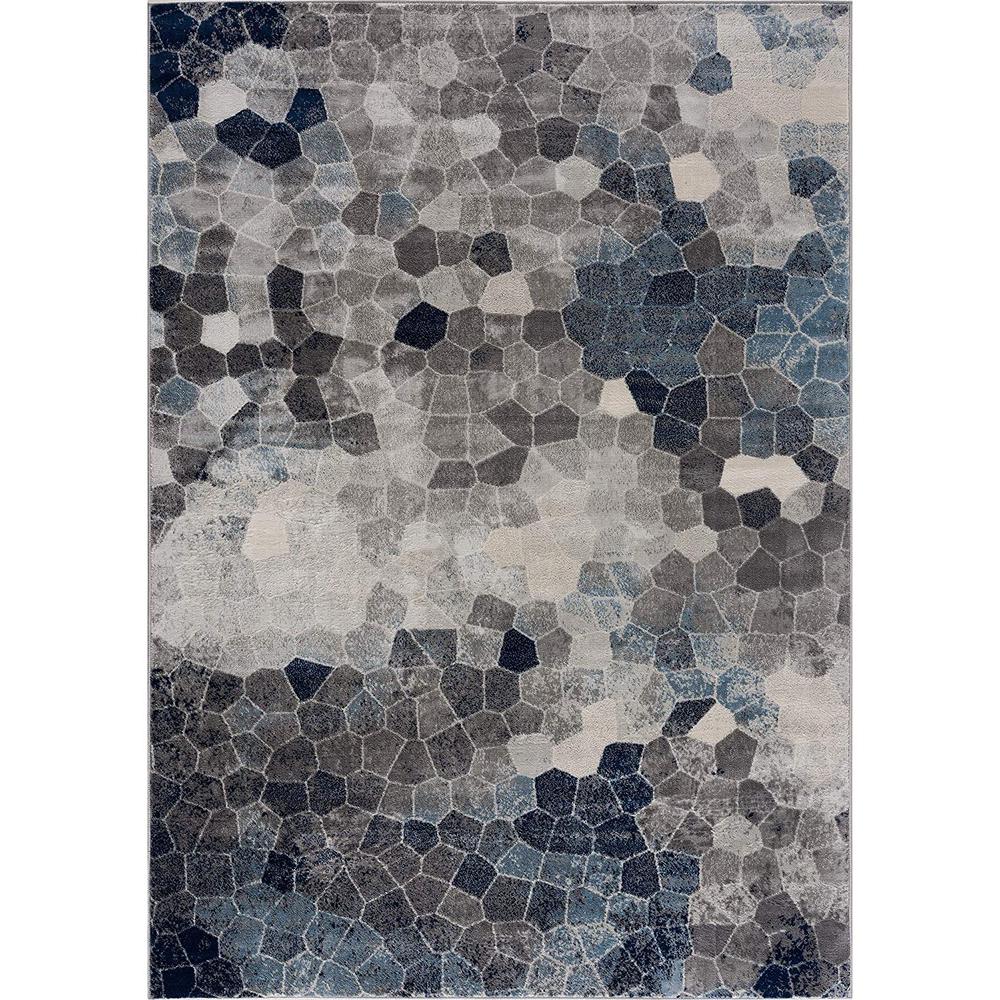 5’ x 8’ Navy Blue Cobblestone Pattern Area Rug Navy. Picture 7