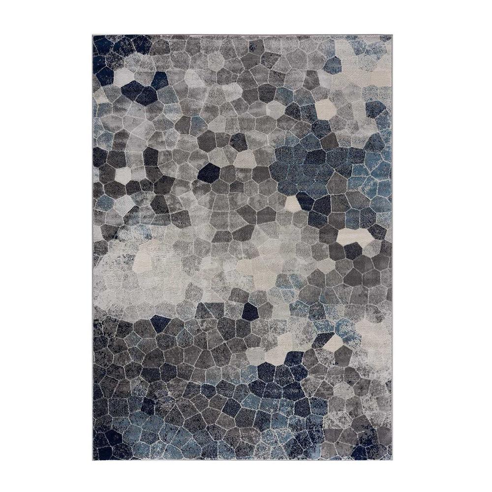 7’ x 10’ Navy Blue Cobblestone Pattern Area Rug Navy. Picture 9