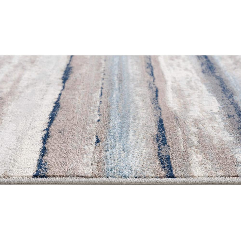 2’ x 10’ Blue and Beige Distressed Stripes Runner Rug Blue. Picture 6