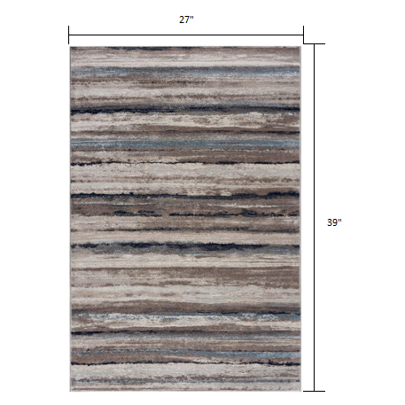 2’ x 3’ Blue and Beige Distressed Stripes Scatter Rug Blue. Picture 8