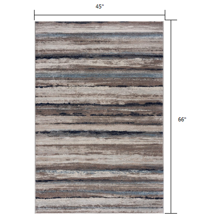 4’ x 6’ Blue and Beige Distressed Stripes Area Rug Blue. Picture 8
