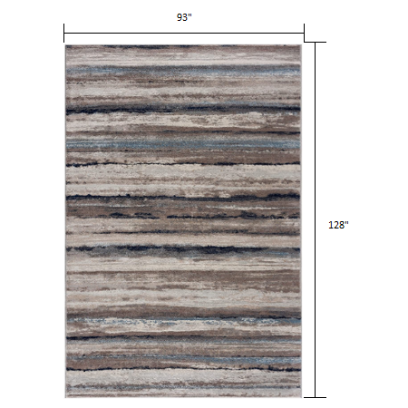 8’ x 11’ Blue and Beige Distressed Stripes Area Rug Blue. Picture 8