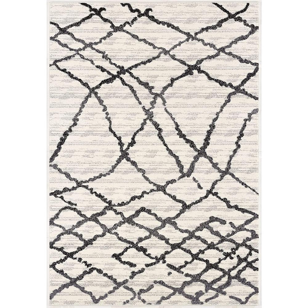 4’ x 6’ Gray and Black Modern Abstract Area Rug White Grey. Picture 2