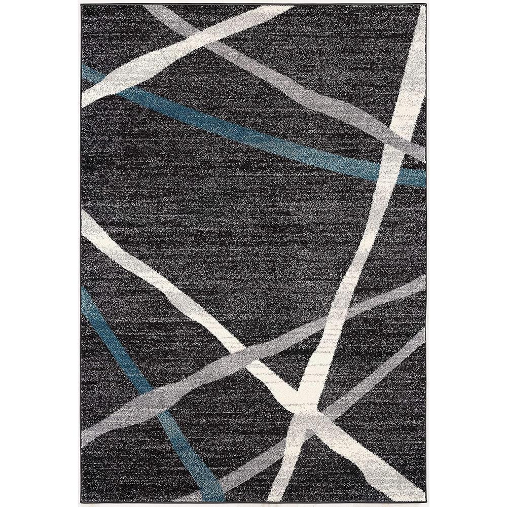 4’ x 6’ Distressed Black and Gray Abstract Area Rug Grey. Picture 2