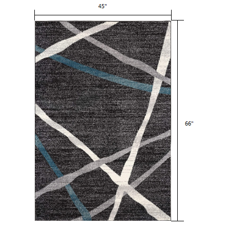 4’ x 6’ Distressed Black and Gray Abstract Area Rug Grey. Picture 9