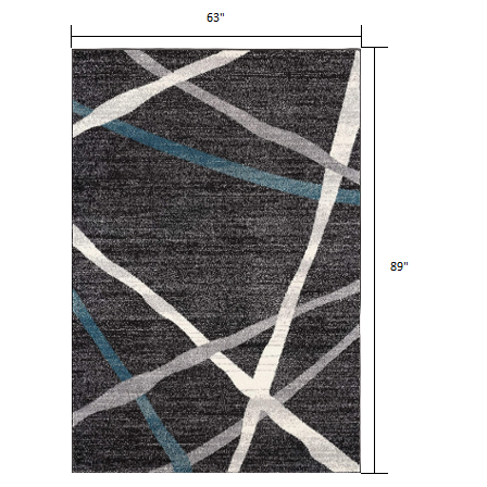 5’ x 8’ Distressed Black and Gray Abstract Area Rug Grey. Picture 9
