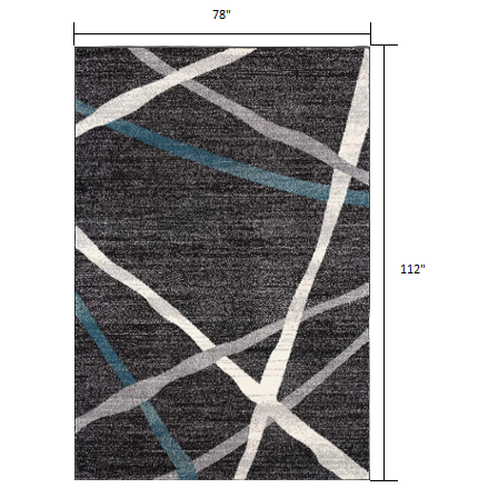 7’ x 9’ Distressed Black and Gray Abstract Area Rug Grey. Picture 9