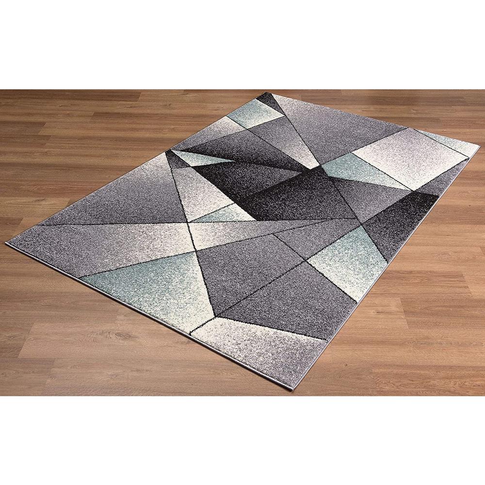 4’ x 6’ Gray and Blue Prism Pattern Area Rug Grey Blue. Picture 4