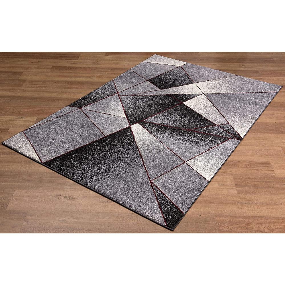 4’ x 6’ Gray and Red Prism Pattern Area Rug Grey Red. Picture 4