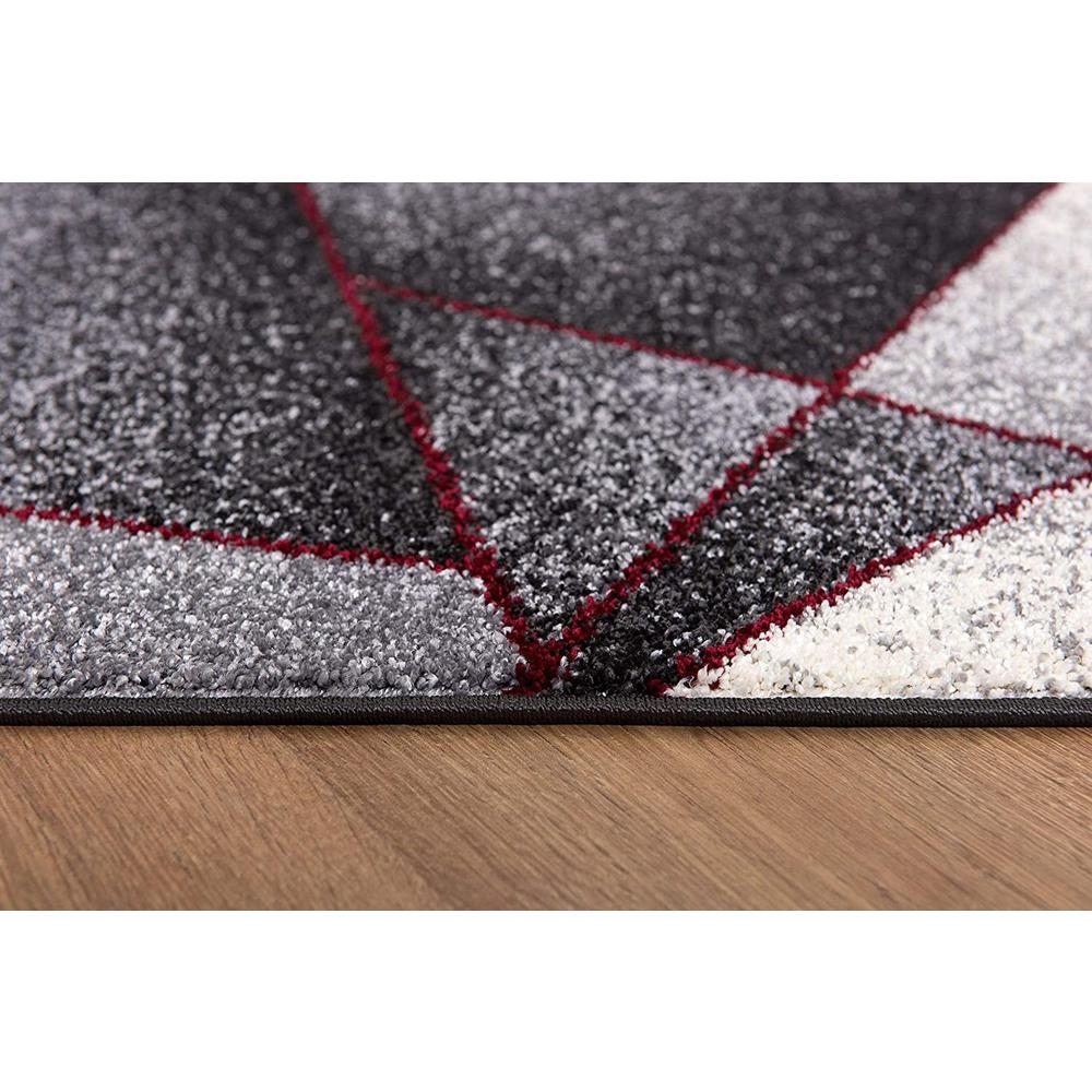 4’ x 6’ Gray and Red Prism Pattern Area Rug Grey Red. Picture 6