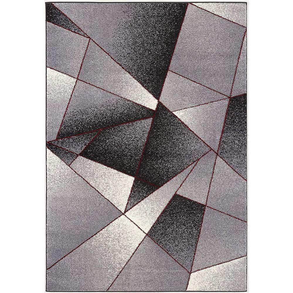 7’ x 9’ Gray and Red Prism Pattern Area Rug Grey Red. Picture 3