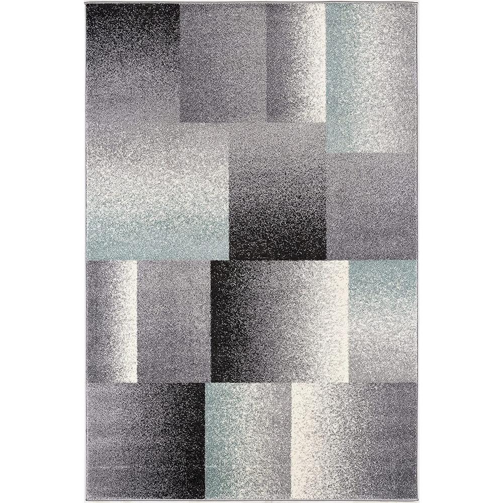 4' x 6’ Gray Modern Geometric Area Rug Grey. Picture 2