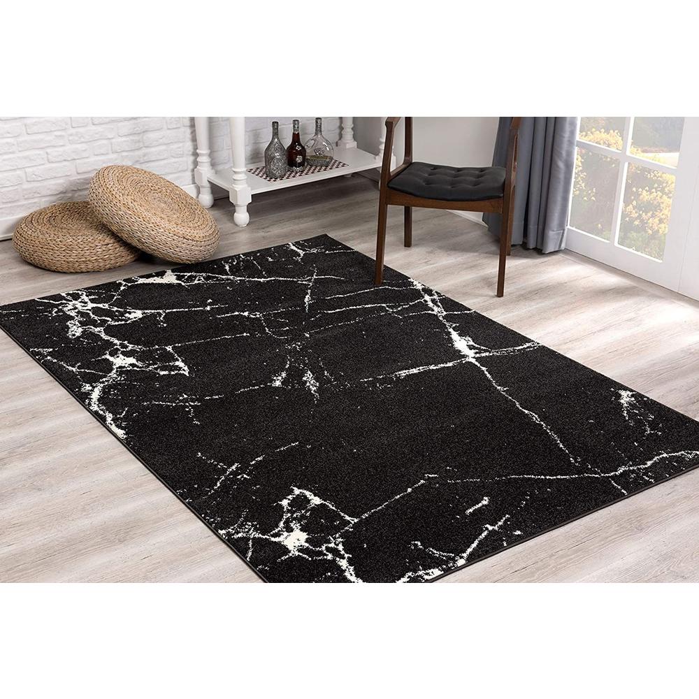 4’ x 6’ Black and White Abstract Breakage Area Rug Grey. Picture 2