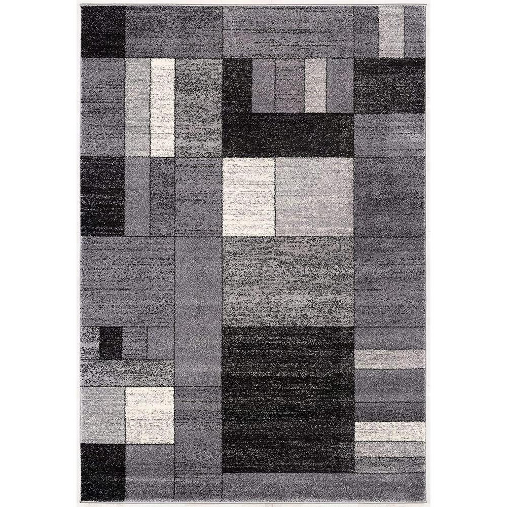7’ x 9’ Gray Distressed Geometric Area Rug Grey. Picture 2