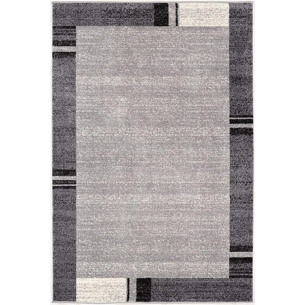 4’ x 6’ Gray Modern Bordered Area Rug Grey. Picture 3